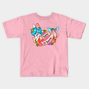 I Hate it Here ~ Crying Unicorn with Flowers Kids T-Shirt